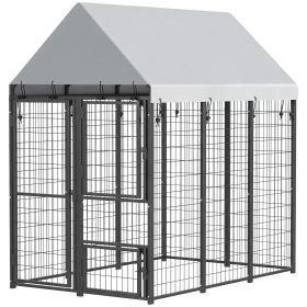 Large Dog Kennel Outdoor with Roof, 3 Doors, Expandable Heavy Duty Dog Kennel Dog Run for All Breed Sizes, 6' x 4' x 6'