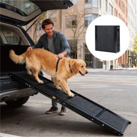 Dog Ramp For Car 71 Long & 19.3 Wide Portable Dog Ramps For Large Dogs With Non-Slip Rug Surface Dog Car Ramp For SUV Car & Truck, Folding Dog Ra (Option: Black)