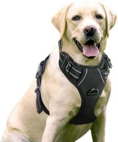 Dog Harness; No-Pull Pet Harness with 2 Leash Clips; Adjustable Soft Padded Dog Vest; Reflective No-Choke Pet Oxford Vest with Easy Control Handl (Color: Classic Black, size: medium)